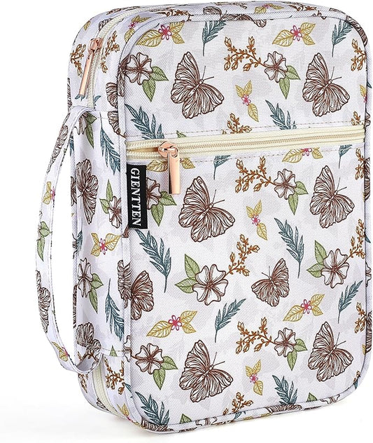 Bible Cover for Women with Flowers Printing, Bible Case,Bible Bag, Study Bible Case,Covers for Bible,Bible Boooks Covers for Women (600D Polyester Butterfly Printing)