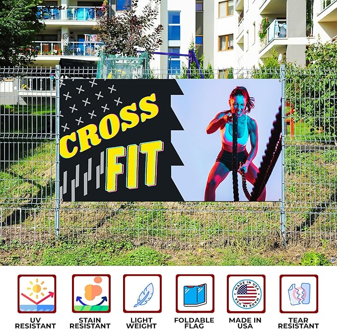 Crosss Fit Large Banners and Signs for Outdoor by Mavis Printing-Polyester Banner with 4 Holes for Easy Hang Indoor & Outdoor|4x1 Feet HD Print Sign to Promote Church| Made in USA