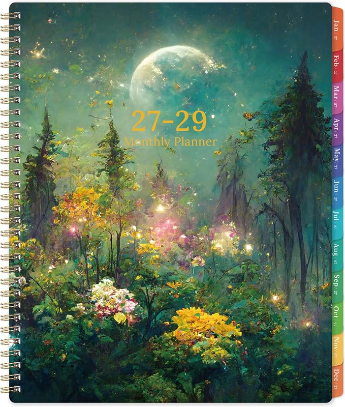 2027-2029 Monthly Planner/Calendar - 3 Year Monthly Planner 2027-2029, Jan.2027 - Dec.2029, 9" x 11", 3 Year Calendar 2027-2028-2029 Monthly Planner with 36-Month Tabs, Inner Pocket - Dreaming Moonlight