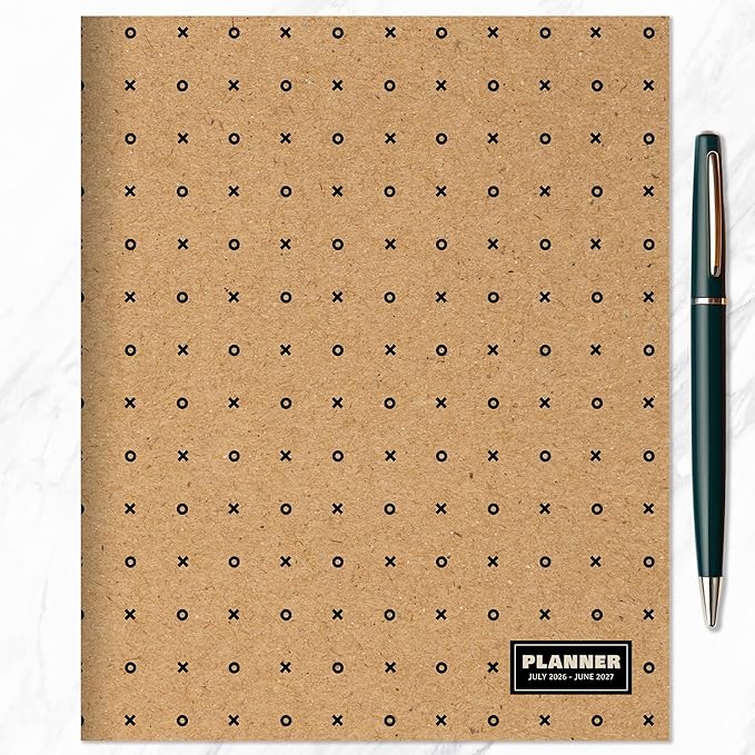 TF Publishing July 2026 - June 2027 Kraft Dot Medium Monthly Planner - 12 Month Academic Planner 2026-2027 with 2-Page Spreads, Monthly Calendar Grids and Planning Prompts - 6.5 in x 8 in