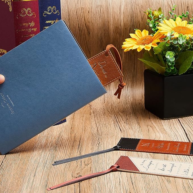 3 Pieces Christian Bookmarks for Women Men, Religious Bookmarks Father's Day Presents, Bible Cover Faux Leather Bookmakers with Inspirational Verse, Personalized Journal Markers (Simple Style)