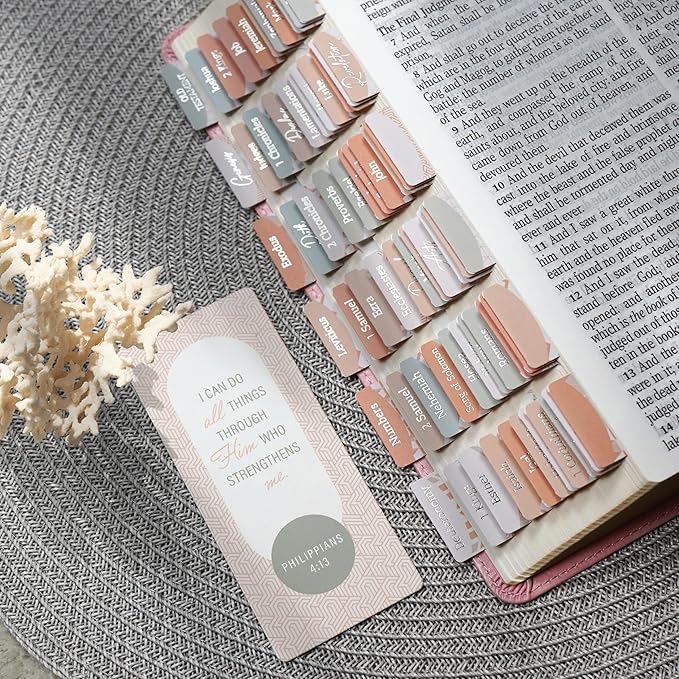 OFFILICIOUS Bible Book Tabs, 100 Soft-Touch, Laminated Bible Tabs for Holy Bible, Durable Tabs for Bible, Protestant & Catholic Bible Tabs, Pink Bible Tabs for Women