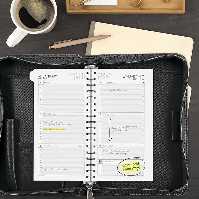 AT-A-GLANCE 2027 Planner Refill, Weekly, 3.25" x 6.5", Portable Size 2, Tabbed (064-287-27)