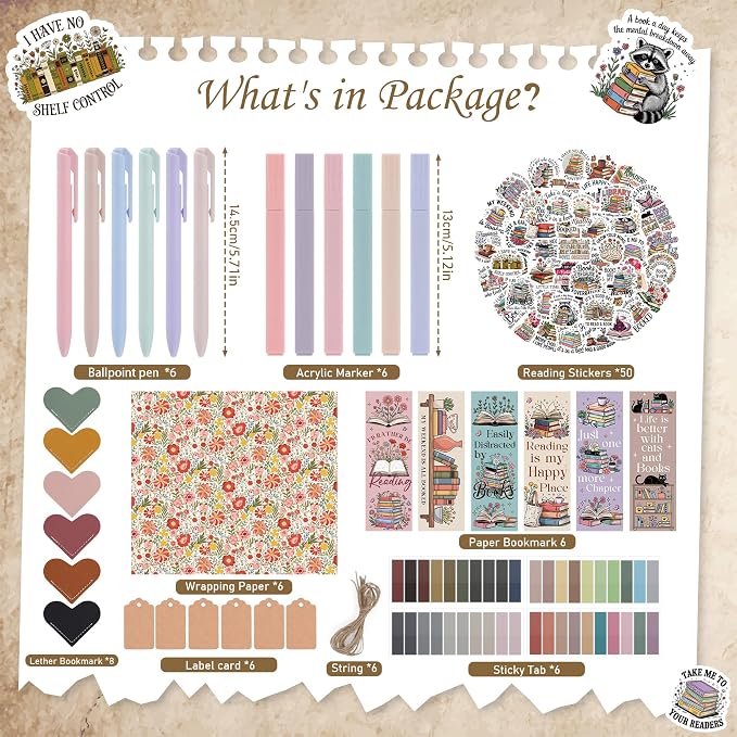 Blind Date with A Book Gifts - Blind Date Book Lover Gifts Box Supplies with Wrapping Paper Bulk Annotation Kit Highlighters Bookmarks Stickers Bookish Bookworm Librarian Readers Club for Women Men