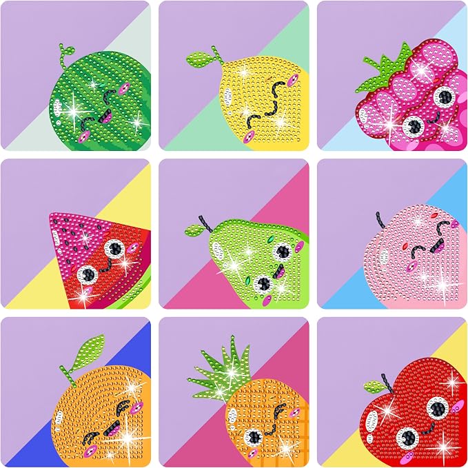 9 Pcs Diamond Painting Bookmark, DIY Corner Book Makers for Adults Book Lovers, Diamond Dot Art Beginners, Small Diamond Art Kits, Paint by Art Crafts Gift for Women Girls (Fruits)