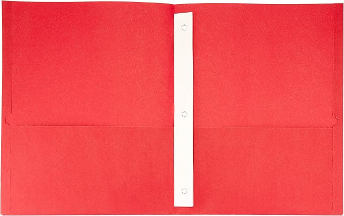 Amazon Basics Twin Pocket File Folders with Fasteners, Letter Size, Business Card Slot, Assorted Colors, 25-Pack