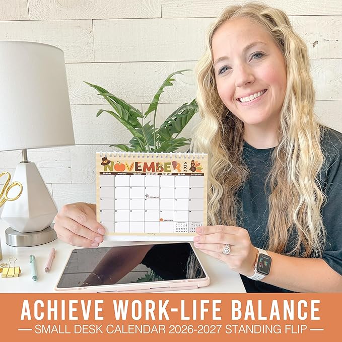 Small Desk Calendar 2026-18-Month 2026 Desk Calendar Small for Home, Office & Classroom, Standing Flip Desks Calendars 2026-2027, Teacher Appreciation Gifts, Graduation Gifts