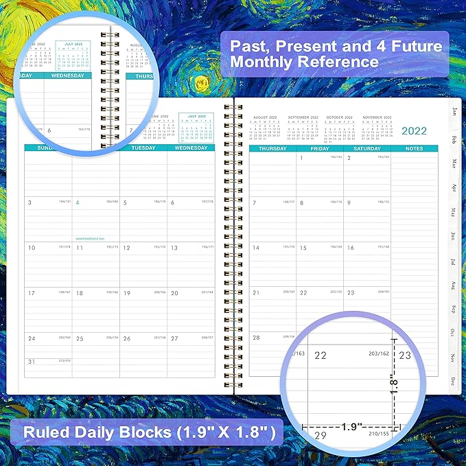 2022-2023 Monthly Planner/Calendar - 18 Monthly Planner 2022-2023, Jul 2022 - Dec 2023, 6'' x 3.8'', 13 Note Pages, Monthly Tabs, Strong Twin-Wire Binding, Two-Side Pocket, Holidays Reminder