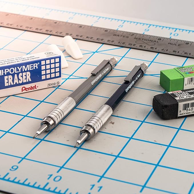 Pentel Drafting Kit with Graph Gear 500 Automatic Drafting Pencil, 0.7mm, Blue Barrel, Lead and Mini Eraser (PG527LEBP)