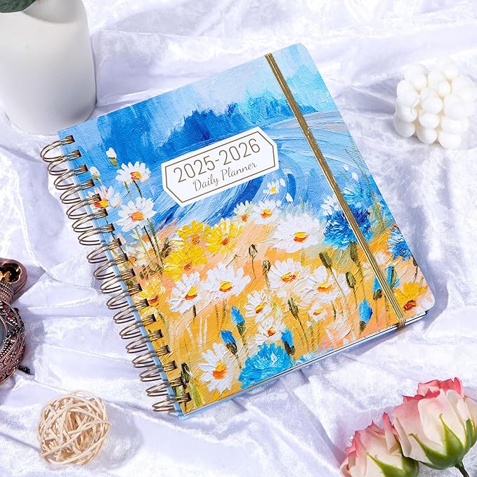 CAGIE 2026 Planner Weekly and Monthly 13 Month Hardcover Planner for Women with Pockets, Large Calendar with Stickers Tabs, Dec 2025–Dec 2026, 8.3" x 9.3", Daisy