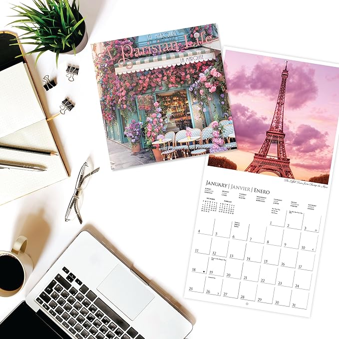 Graphique 2026 A Parisian Life Mini Wall Calendar | 7” x 7” | Thick Paper | Home & Office Organizer | Large Monthly Grid | 3 Languages & Marked Holidays | 4 Month Preview Page for 2027