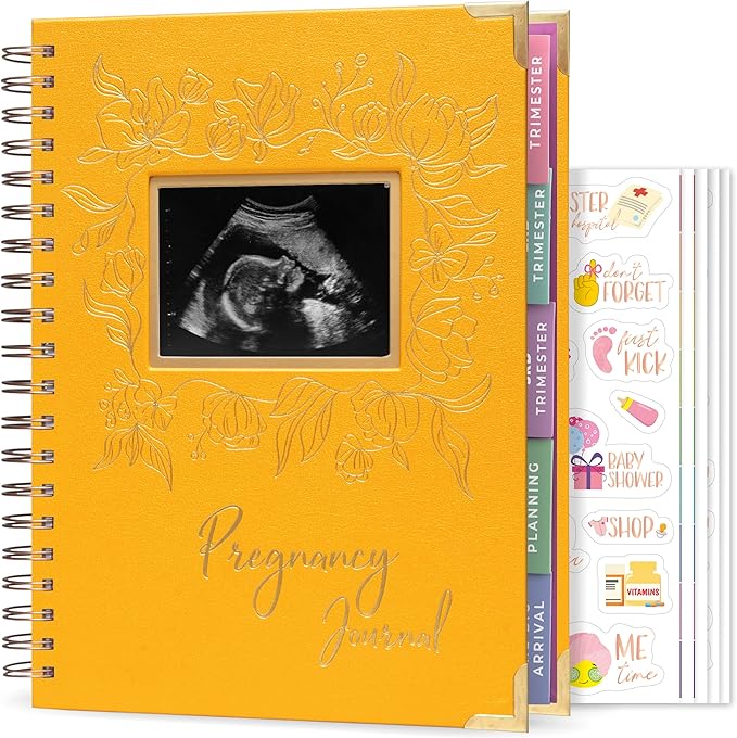 Clever Fox Pregnancy Journal & Memory Book - Pregnancy Planner & Notebook for Expecting Moms – Baby Keepsake, First Time Moms Gift (Amber Yellow, 9" x 10.5" SonoFrame Edition)