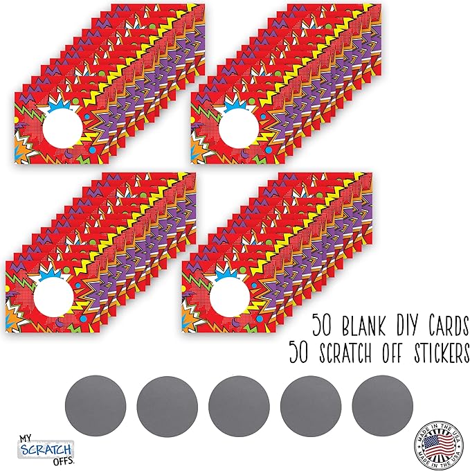 My Scratch Offs 50 Pack Zig Zag Red DIY Custom Make Your Own Scratch Off Cards for Teacher Supplies, Classroom Must Haves, Motivational Cards for Students & Small Business