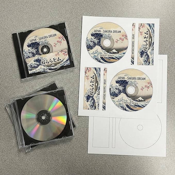 CD/DVD Label Full Face | Qty 50 Disc, 50 Spine | 25 Sheets Total | Permanent White Matte | Inkjet & Laser Compatible | Memorex Small Center Style | Easy to Peel | Made in USA | Blank Label