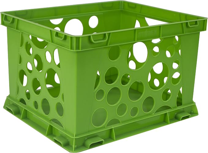 Storex Micro Crate, 6.75 x 5.8 x 4.8 Inches, Green, 18-Pack (63104U18C)