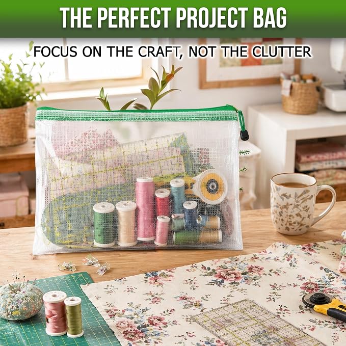10 Pack Mesh Zipper Pouch Bags 10x14 inch - Plastic Zipper Pouches for Organizing - Document Bags With Zippers - Letter Size Zippered Pouch - Document Pouches With Zippers