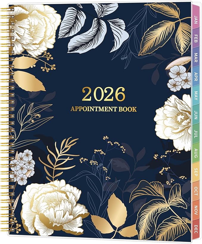 2026 Appointment Book, 30 Minutes-Hourly, Weekly ＆ Monthly Calendar Planner 2026, Jan 2026 - Dec 2026, 8.5'' x 11'', 2026 Daily Planner with Tabs ＆Pocket, Flexible Cover, Great for Office, Home, School