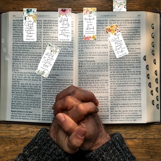 Bible Verse Floral Magnetic Bookmarks: 30 Pcs Christian Scripture Book Mark Clips, Inspirational Religious Gifts for Women, Faith-Based Reading Accessories for Bible Study School Office Supplies