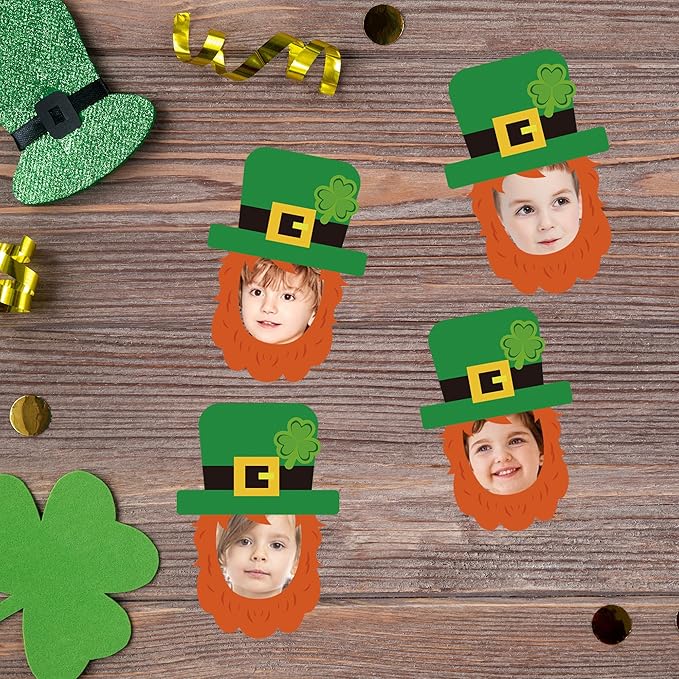 50 Pcs St. Patrick's Day Bulletin Board Leprechaun Hat Cutouts Green Irish March Bulletin Board Decor for Classroom Home DIY Photo Crafts Chalkboard Decor Supplies