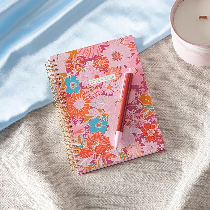 Blue Sky Color Me Courtney 2025-2026 Weekly and Monthly Academic Year Planner Calendar, July 2025 - June 2026, 5" x 8", Flexible Cover, Wirebound, Laminated Tabs, Storage Pocket, Bloom Pink