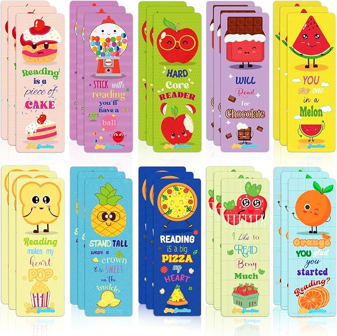Large Sized Scratch and Sniff Scented Bookmarks, 10 Styles – Fun Smelly Bookmarks for Kids, Teachers, Reading Rewards, Classroom Incentives, & Party Favors (Starter Pack, 30 Pieces)