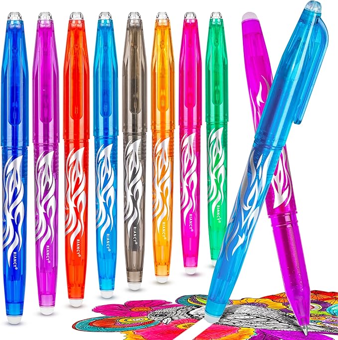 RIANCY Erasable Pens Erasable multicolored Gel Ink Rolling Ball Extra Fine point Smooth Writing 0.5mm pens with Eraser For Students Classroom Teacher Office Stationary School Supplies Gifts(8colors)