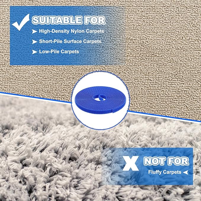 PATIKIL Carpet Marker Strips 0.4 Inch x 16.4 Ft, 2 Roll Floor Markers Nylon Strip Floor Marking Tape for Classroom Rug Teacher Supplies, Blue
