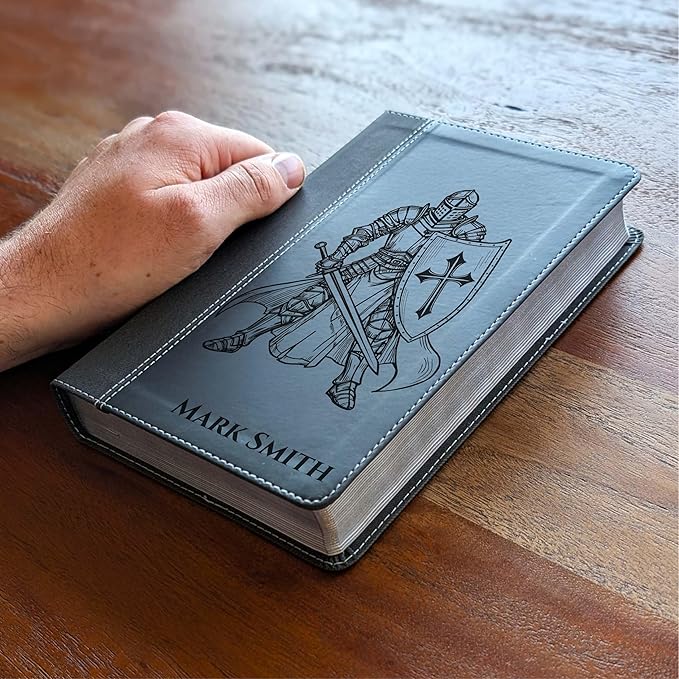Farm and Posh Personalized NIV Personal Bible with Crown of Thorns | Large Print (Black Knight Standing Solo)