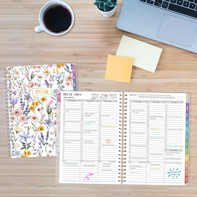 2026 Appointment Book, 30 Minutes-Hourly, Weekly ＆ Monthly Calendar Planner 2026, Jan 2026 - Dec 2026, 6.2'' x 8.4'', 2026 Daily Planner with Tabs ＆Pocket, Flexible Cover, Great for Office, Home, School