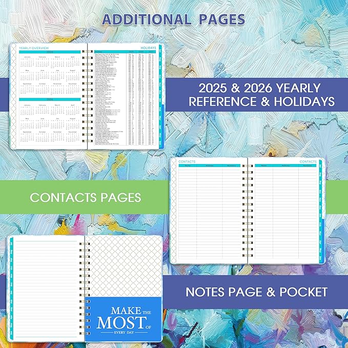 Academic Planner 2025-2026, July 2025 - June 2026, 6.3’’ × 8.4’’, 2025-2026 Academic Planner Weekly and Monthly with Tabs, Inner Pocket, Hardcover, Elastic Closure