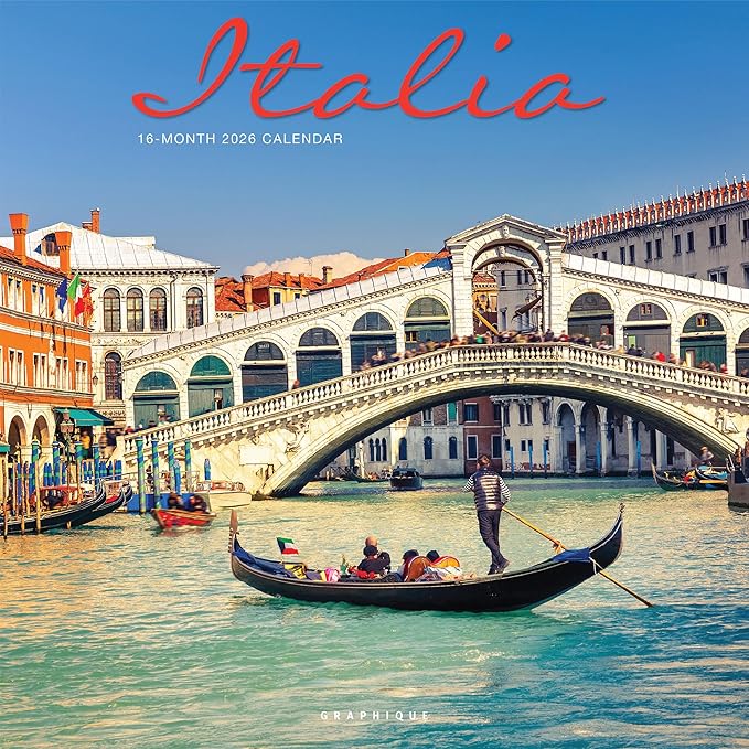 Graphique 2026 Italia Wall Calendar | 12” x 12” | Thick Paper | Home & Office Organizer | Large Monthly Grid | 3 Languages & Marked Holidays | 4 Month Preview Page for 2027