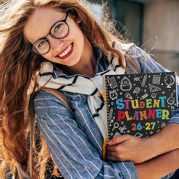 Student Planner 2026-2027 - School Planner 2026-2027, Aug. 2026 - Jun. 2027, 9" × 11", Student Lesson Book with 368 Stickers, Monthly Tabs, 3-Hole Punched, Perfect for Academic Year