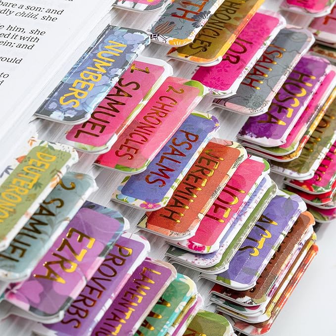Mr. Pen- Laminated Bible Tabs, 75 pcs, Gold Foil Embossed Lettering, Tear Resistant Index Tabs for Women and Men, Large Print Bible Index Tabs, Bible Book Tabs, Mr. Pen Bible Tabs