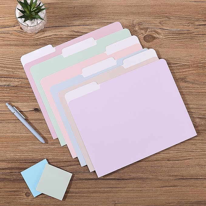Mr. Pen- Poly File Folders with Tabs, 1/3 Cut Tab, 36 Pack, Letter Size, Morandi Colors, Plastic File Folders Letter Size (8.5 x 11 inches) for Office, School, Business, Documents Files Paper