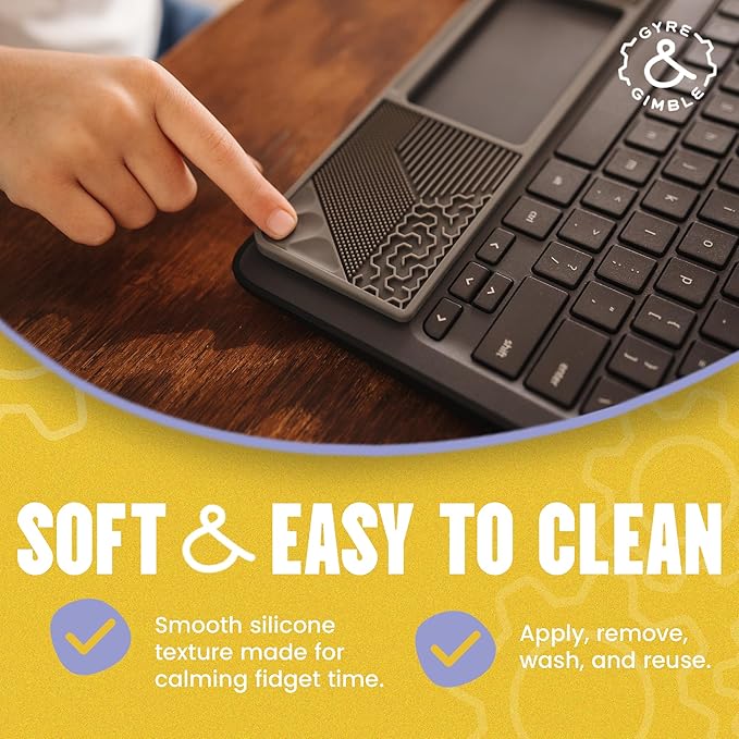 Student ChromebookⓇ Gidget: Silicone Sensory Mat/Palm Rest Compatible with Most Student ChromebookⓇ Models – Textured Fidget Pad for Discreet Focus and Comfort – by Gyre & Gimble