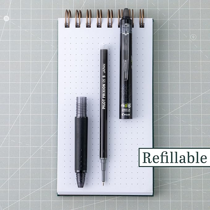 Pilot FriXion Synergy Retractable Clicker Erasable Gel Ink Pens, 0.5mm Extra Fine Point, Black Ink, Dozen
