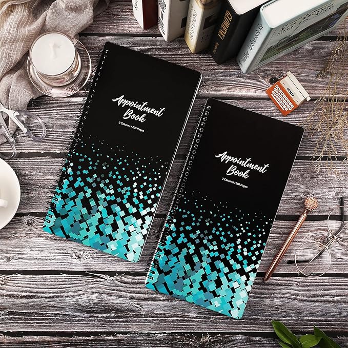 Appointment Book – Undated Salon Appointment Book, Daily＆Hourly Schedule Book with 200 Pages, 6 AM - 9 PM, 15 Minute Intervals Day Planner, 6’’ x 11.5’’, 3 Column, Twin-Wire Binding, Hardcover