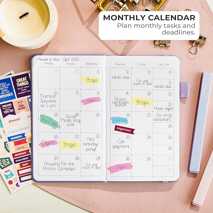 GoGirl Planner and Organizer for Women – Pocket Weekly Planner, Goals Journal & Agenda for Time Management & Productivity. Undated (Lavender)