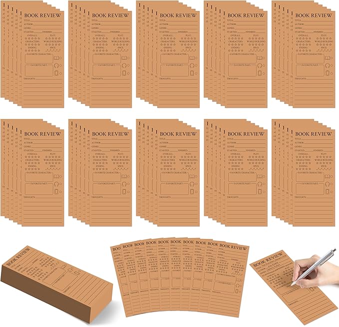 L1rabe Kraft Paper Book Review Bookmarks - Back to School 100Pcs Book Page Marker Reading Log for Readers Bookworm Bookish Gift, Reading Page Tracker for Students Teachers Women to Review & Tracker