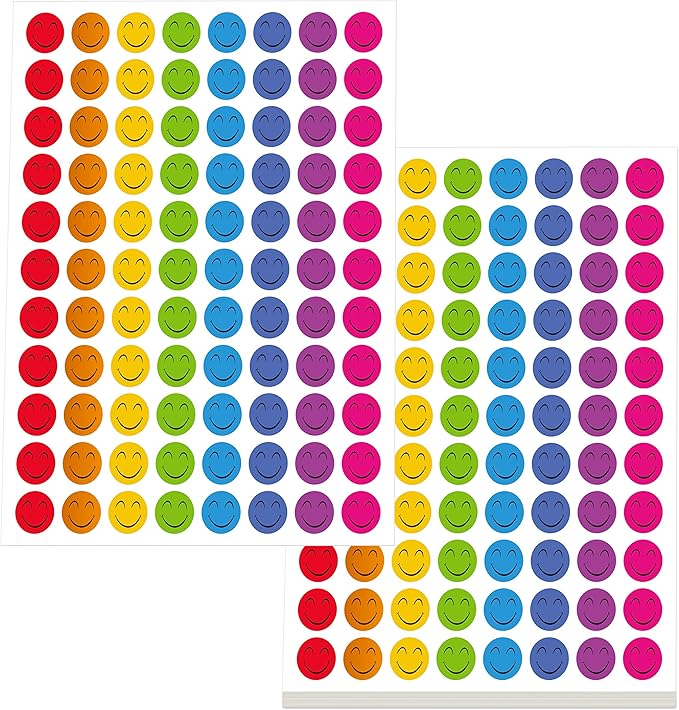 Happy Face Stickers Mega Bundle 5280 PCS in 8 Colors for Reward Behavior Chart 3/8 inch