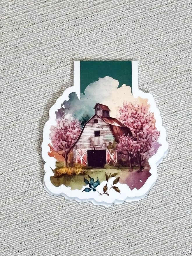 creates Magnetic Bookmark For Reading Journals Planners Scrapbooking Office Supplies Cute And Funny Bookmark For Bookworms Matte Laminate Double Sided Handmade (Colorful Barn)