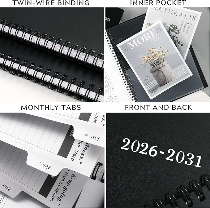 2026-2031 Monthly Planner/Calendar - 5 Year Monthly Planner, Jul. 2026 - Jun. 2031, 9" x 11", 5 Year Calendar Double-Side Pocket + Durable Polypropylene Cover
