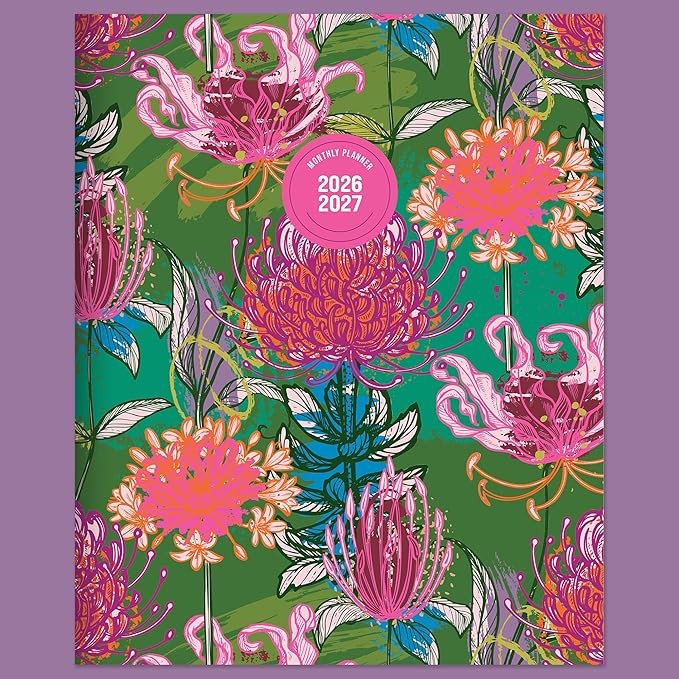 TF Publishing July 2026 - June 2027 Fully Floral Medium Monthly Planner - 12 Month Academic Planner 2026-2027 with 2-Page Spreads, Monthly Calendar Grids and Planning Prompts - 6.5 in x 8 in