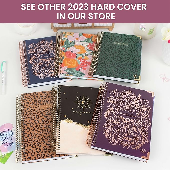 HARDCOVER bloom daily planners 2023 Calendar Year Day Planner (January 2023 - December 2023) - Passion/Goal Organizer - Monthly & Weekly Inspirational Agenda Book - 5.5" x 8.25" - Navy Embroidery