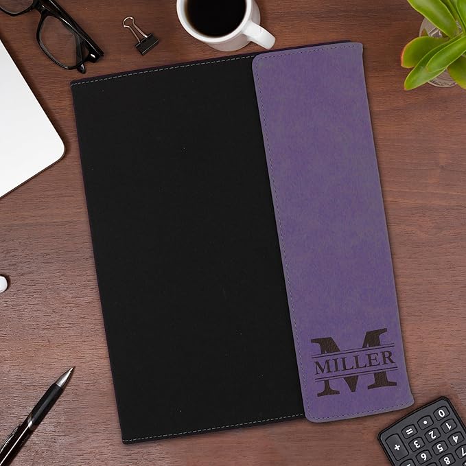 My Personal Memories Personalized Portfolio with Custom Monogrammed Flap - Engraved Teacher, Student, Business, Man, Woman, Gift (Purple Flap)