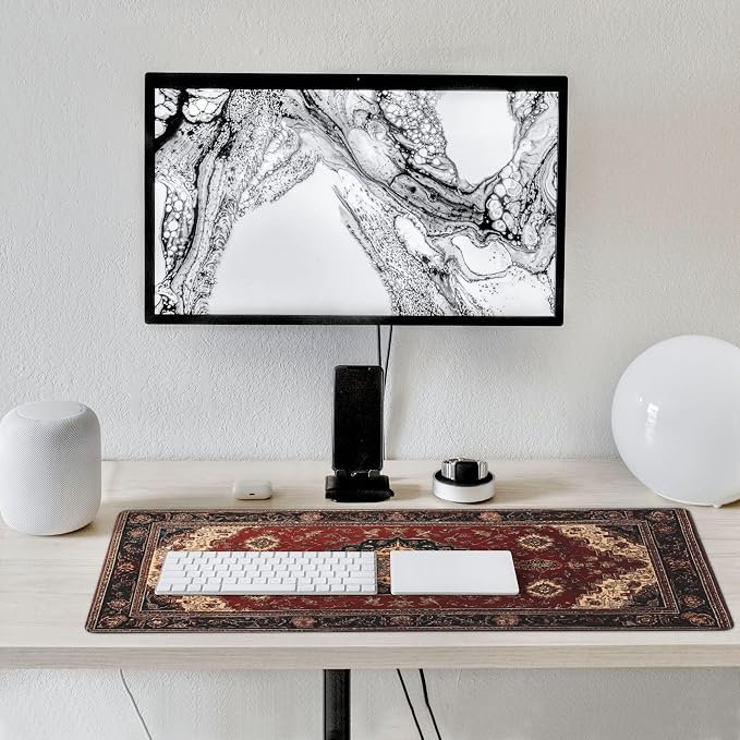 Extended Mouse Pad 35.4" x 15.7" - Vintage Persian Rug Desk Mat with Non-Slip Base, Traditional Oriental Carpet Design, Water Resistant, for Gaming, Office & Home Decor