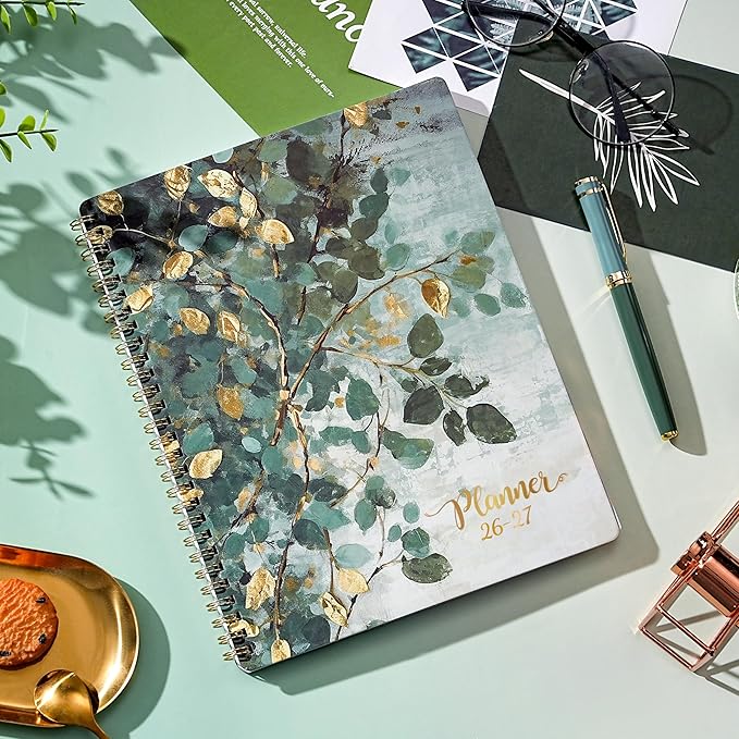 Planner 2026-2027 - Academic Planner 2026-2027, Jul. 2026 - Jun. 2027, 9''x11'', 26-27 Planners Weekly and Monthly with Tabs, Pocket, Twin-wire Binding - Art Leaves
