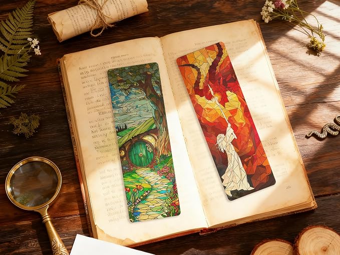 TwoDays Fantasy Stained Glass Transparent PVC Bookmarks - Magical Merch for Reading Women & Men, Unique Bookish Gifts for Book Lovers Booktok, Cool Book Accessories (Set of 3, 6'' x 2'')