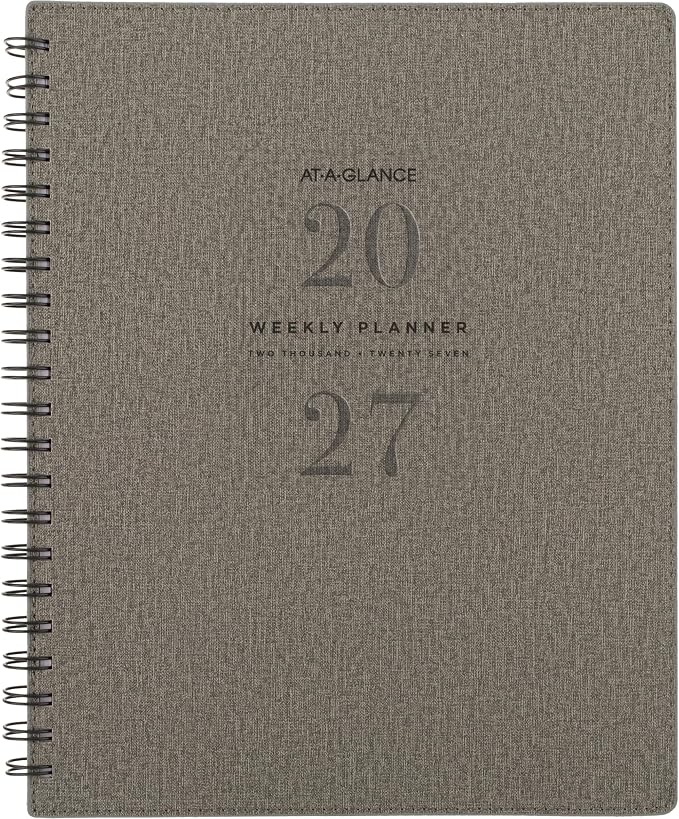 AT-A-GLANCE 2027 Planner, Weekly & Monthly, 13-Month Jan-Jan, 8.5" x 11", Signature, Gray (YP9050727)