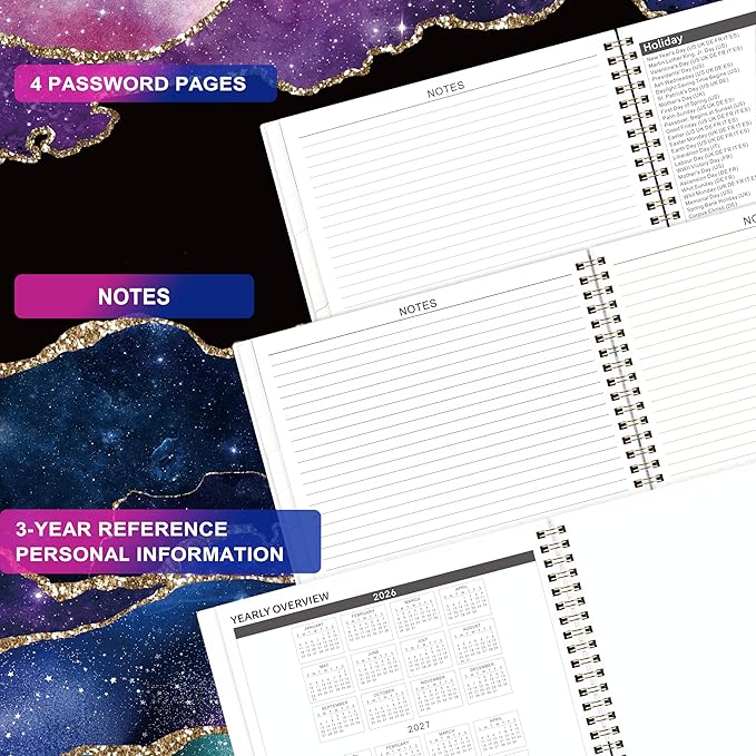 Monthly Planner 2026-2028 - 2 Year Planner 2026-2028, Jul.2026 - Jun.2028, 9" x 11", 2026-2028 Monthly Calendar, Calendar Planners with Inner Pocket, Twin-wire Binding, Tabs - Star